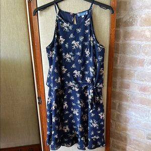 Truly Me Girl’s size 14 spaghetti strip tiered Floral Navy Dress